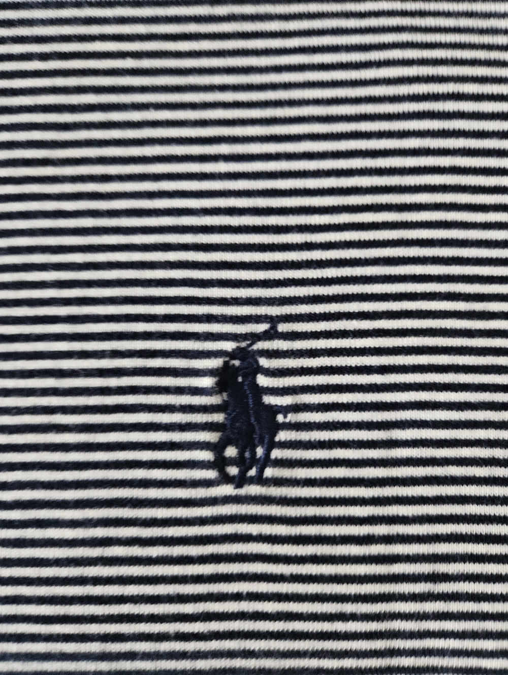 RALPH LAUREN Navy & White Striped Logo Short Sleeve T-Shirt | SZ L - Picture 3 of 9